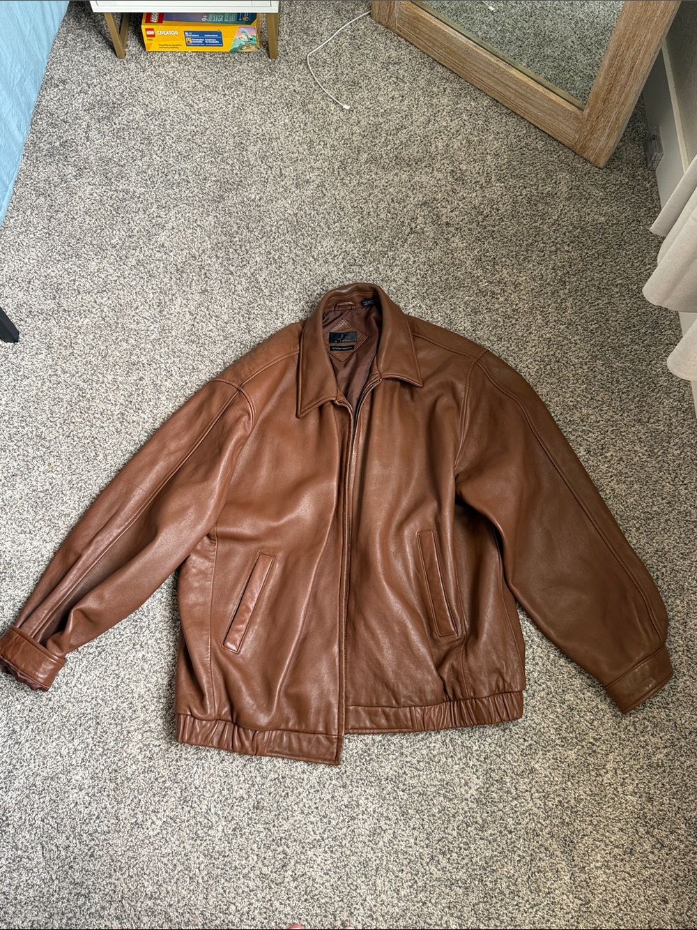 Vintage Oversized Brown Leather Jacket